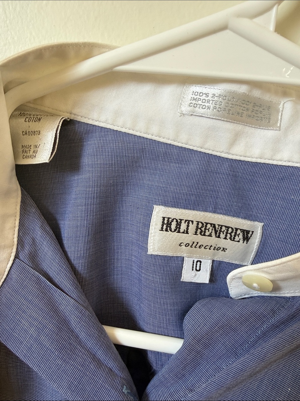 VINTAGE Holt Renfrew mock neck button cotton dress shirt oversized - Picture 2 of 4